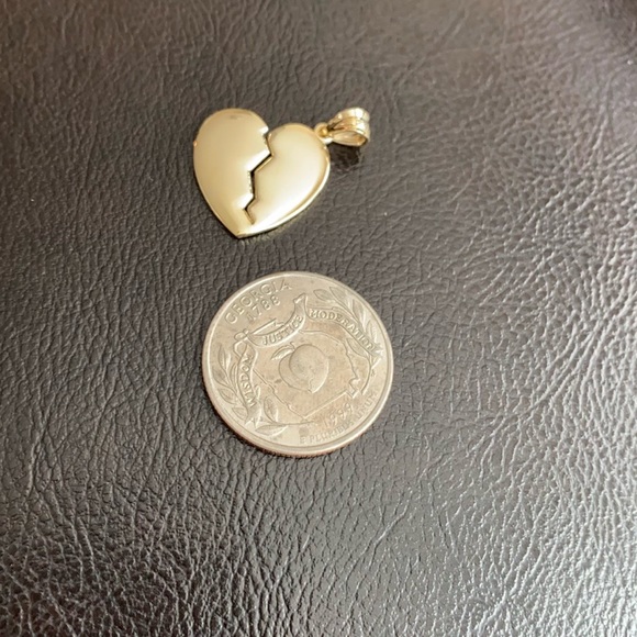 14k Solid Gold Broken Heart Pendant Necklace